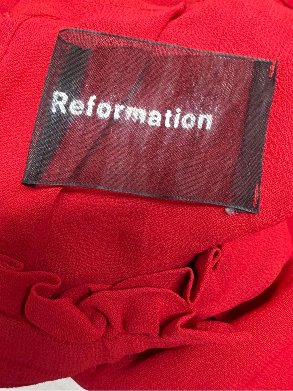 Reformation Mathilda Red Ruffle-Front Long Sleeve Mini Dress size 4 - Picture 6 of 8